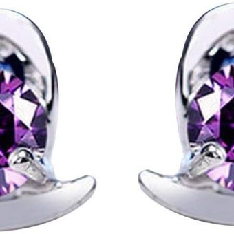 1Pair Earrings Women Elegant Purple Crystal Diamond Lady Ear Stud Jewelry Accessories Love Gift Practical and attractive