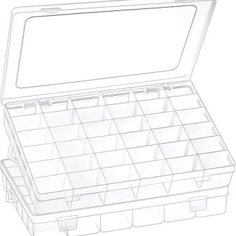 2 Pack 36 Grids Clear Plastic Organizer Box with Adjustable Dividers, Small Craft Organizers and Storage, Compartment Container for Bead, Nail,...