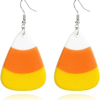 2 Pairs Fall Candy Corn Earrings Set Handmade Funny Acrylic 3D Yellow Corns Food Lightweight Dangle Drop Earrings for Women Autumn Winter Halloween...