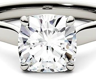 2.50CT Cushion Cut Simulated Diamond Solitaire Engagement Ring For Women | 14K White Gold Plated