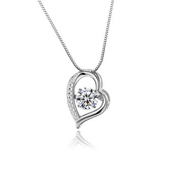 MAYJAI S925 silver heart shape smart pendant women's fashion diamond set necklace beating heart collarbone chain