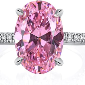 3.5CT Pink Simulated Diamond Oval Cut Engagement Ring,925 Sterling Silver Promise Ring for Wedding,Proposal,Birthday,Daily,Travel