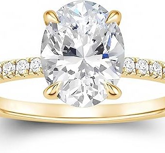 3cttw Solid 10K/14K/18K White/Yellow/Rose Gold Round Cut Moissanite Engagement Ring for Women Classic 6 Prong Simulated Diamond Promise Wedding...