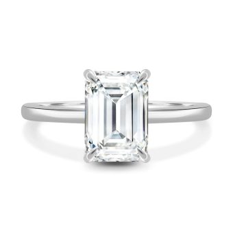 Alice 1CT-3CT Hidden Halo Emerald Cut Moissanite Engagement Ring for Women Solitaire Wedding Ring Handmade Anniversary Promise Gifts for Her 925 Silver, 10K/14K/18K Solid Gold (3 CT, White)