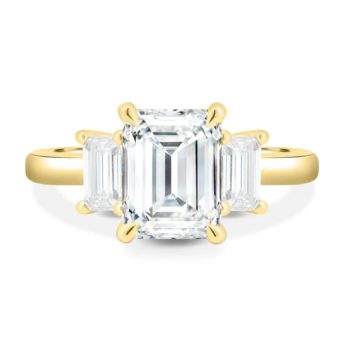 14K Solid Yellow Gold Handmade Moissanite Ring 3 CT Emerald Cut Engagement Rings for Women, Wedding Bridal Set Solitaire Eternity Vintage Antique Anniversary Promise Purpose Gift for Her (8.5)