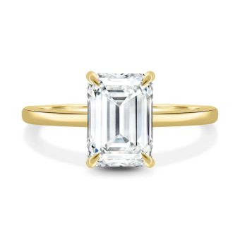 Alice 1CT-3CT Hidden Halo Emerald Cut Moissanite Engagement Ring for Women Solitaire Wedding Ring Handmade Anniversary Promise Gifts for Her 925 Silver, 10K/14K/18K Solid Gold (2 CT, Yellow)