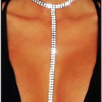 Rinestone Body Chains Sexy Body Chains Layered Body Necklace Crystal Choker Body Necklace Nightclub Party Waist Chain for Women