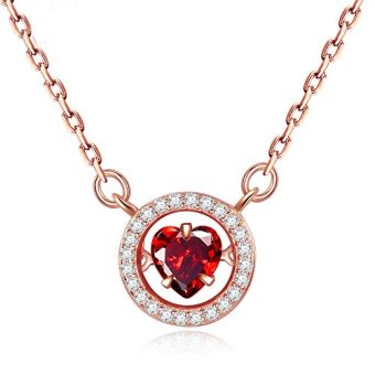 MAYJAI S925 silver heart shape smart necklace women's fashion set diamond beating heart rose gold peach heart collarbone chain