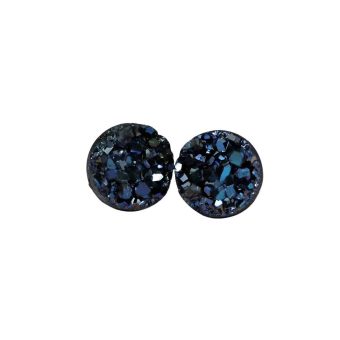 Faux Druzy Earrings on Hypoallergenic Plastic Posts 8mm (Black AB)