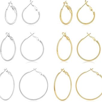 5-10 Pairs Small Gold Silver Hoop Earrings for Women, Stainless Steel Earrings Set Mens Lightweight Thin Hypoallergenic Nickel Free Small Earings