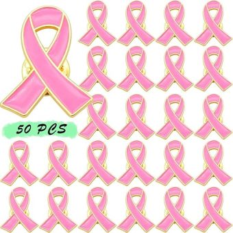 50 Pcs Breast Cancer Awareness Pins Breast Cancer Awareness Bulk Items Breast Cancer Survivor Charity Event Pink Ribbon Pins Gold