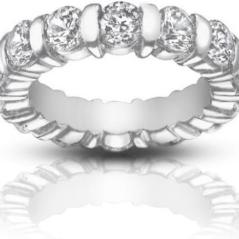 5.00 ct Ladies Round Cut Diamond Eternity Band Ring in Bar Setting in 14 kt White Gold