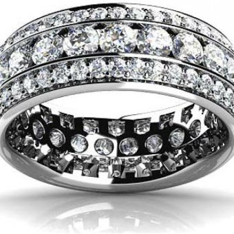 5.00 ct Ladies Three Row Round Cut Diamond Eternity Wedding Band Ring in Platinum