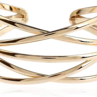 FUTIMELY Boho Chunky Cuff Bracelet for Women,Gold/Silver/Rose gold Multi-layer Cross Wire Bangle Bracelets Open Adjustable Wide Cuff Bracelet Fashion Statement Jewelry