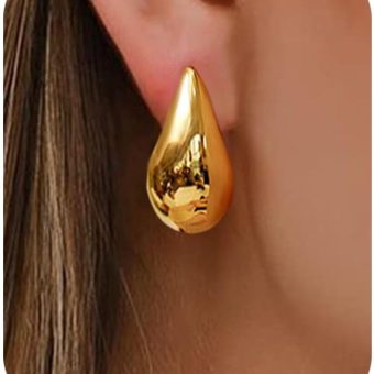 PANSHI Gold Earring Dupes Chunky Gold Hoop Earrings for Women Teen Trendy Hypoallergenic Stud Post Drop Earrings Jewelry