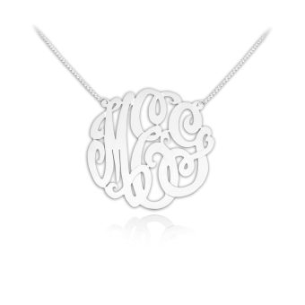 Monogram Necklace - Personalized Monogram Necklace - 1 inch Sterling Silver - Initial Necklace