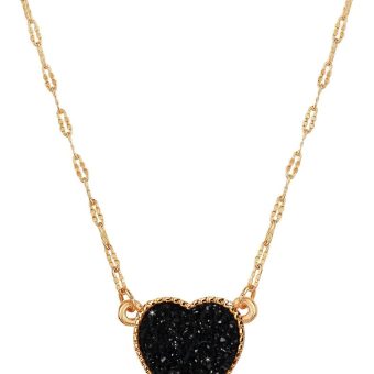 Humble Chic Heart Pendant Necklace for Women with Sparkly Simulated Druzy Stone - Gold, Silver, or Rose Gold Tone Chain - 16" with 3" Extender