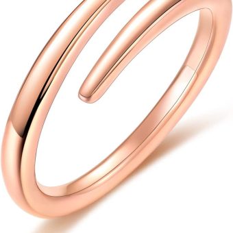 Open Swirl Wrap Around Minimalist Band Ring for Women