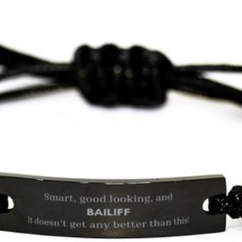 Smart Bailiff Black Rope Bracelet - Unique and Fashionable Jewelry for Confidence and Style, Perfect Idea Gifts for Holidays and Graduation, Small