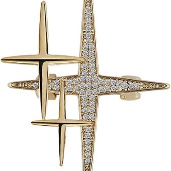 14K Golden Plated Cross Star Lapel Brooch Pin for Women Girls Men Cubic Zirconia Crystal Starburst Clip Sweater Collar Scarves Dress Jackets Backpacks Badge Corsage Brooches Pins Dainty Jewelry Gifts Accessories