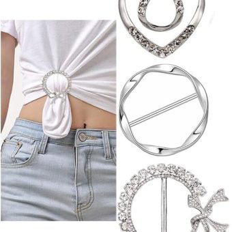 3 Pack Metal Tshirt Clips and Rings 1.9 Inch Large T-shirt Clip Scarf Ring for Girl Women