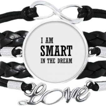 DIYthinker I Am Smart in The Dream Art Deco Gift Fashion Bracelet Love Accessory Twisted Leather Knitting Rope Wristband Gift