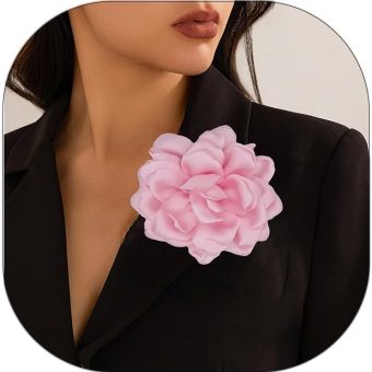 Flower Brooches Lapel Pins for Women Satin Fabric Brooches Big Camellia Flower Brooch Pins Wedding Part Dance Clothes Accessories Jewelry Gifts