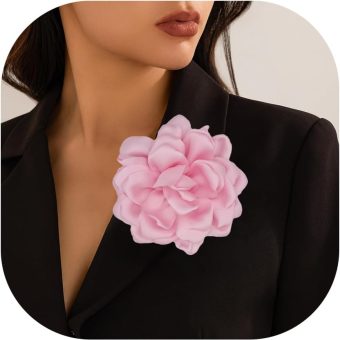 Flower Brooches for Women Satin Fabric Rose Flower Brooches Handmade Flower Brooches Pin for Wedding Party Dance Banquet Ceremony Versatile Floral Accessory for Clothing and Hairstyling Size:4.72in