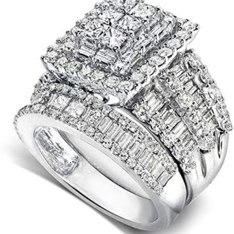 Kobelli Diamond Engagement Ring and Wedding Band Set 2 3/5 carats (ctw) in 14K White Gold