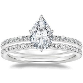 1CT-3CT Pear Cut Wedding Ring Set Solitaire Moissanite Engagement Ring for Women Promise Gifts for Her 925 Silver/10K/14K/18K Gold (1 CT)