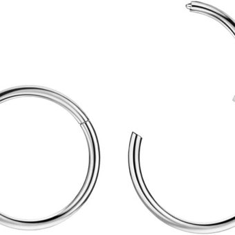 FANSING Nose Hoop 2 Pieces Surgical Steel Nose Rings for Women Cartilage Earring Hoop Men Hinged Septum Jewelry for Nostril Helix Tragus Daith Conch Lip Rook Ear Lobe Piercings