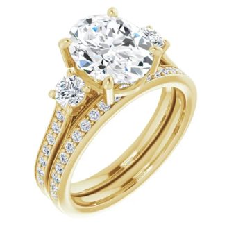 10K/14K/18K Solid Yellow Gold Handmade Engagement Ring, 2 CT Oval Cut Moissanite Solitaire Ring, Diamond Wedding Ring Set for Women/Her, Anniversary/Propose Ring, VVS1 (6)