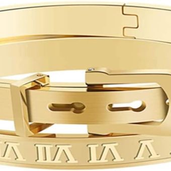 Gold Silver Plated Bracelets for Men Women Roman Numeral Bangle Bracelet Stainless Steel Personalized Engraved Unisex Gift