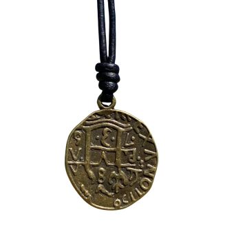 Vintage Design Roman Coin Cross Pendant Necklace - Medallion for Women and Men, Demon Protection, Lucky Charm for Wellness And Success, Good Fortune, Antique Jewelry (Antique Gold, Black Leather)