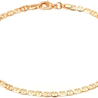 Barzel 18K Gold Plated Flat Marina Link Anklet for Women - Made In Brazil