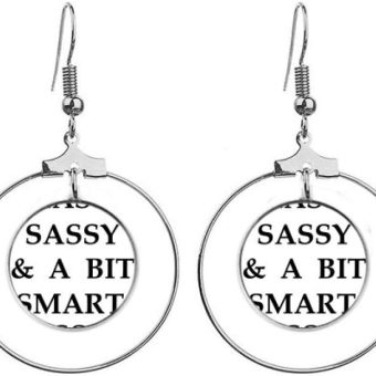 Classy Sassy Bit Smart Assy Design Earrings Dangle Hoop Jewelry Drop Circle