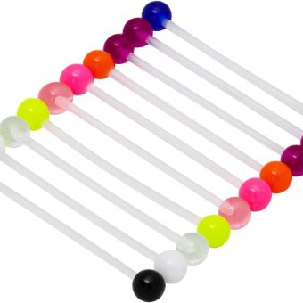 10 Pcs Industrial Barbell Earrings 14G Bioflex Cartilage Earring Body Piercing Jewelry 38mm Bar Colorful Acrylic Balls