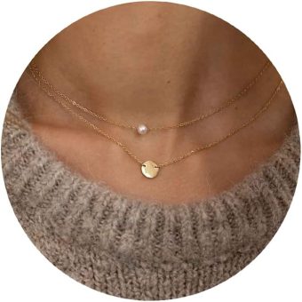 Tewiky Pearl Necklaces for Women, Dainty Gold Necklace 14k Gold Plated Single Pearl Necklace Simple Pearl Choker Necklaces for Women Trendy Cute Gold Necklace Jewelry for Women