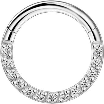 FANSING 16g Septum Rings for Women 316L Surgical Steel CZ Daith Earring Hoop Cubic Zirconia Piercing Earring Hoop