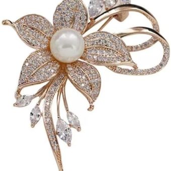 Unique Flower Pearl Brooch Pin for Women, Rhinestone Lapel Pin Fashionable Chaming Dress,Scarves Shawl Clip Clothes Bags Decoration Jewelry