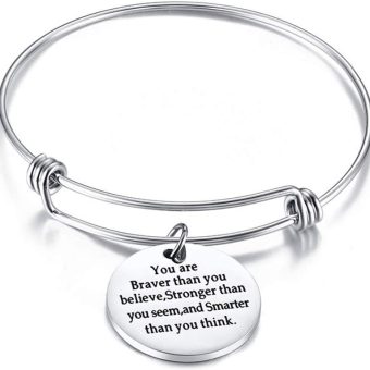 High Polished Brave Strong Smart Spiritual Charm Bangle