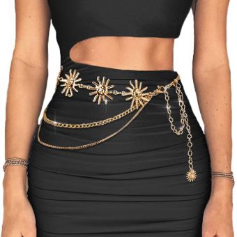 Bodiy Layered Waist Chain Belt Gold Chain Belts Sun Belly Chains Body Chain for Women and Girls