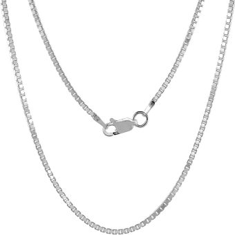 1.2mm - 2.2mm Sterling Silver BOX Chain Necklaces & Bracelets Medium Thick Nickel Free Italy, sizes 7-30 inch