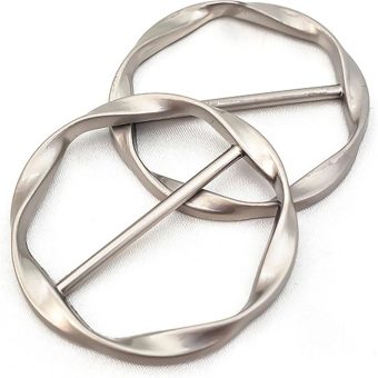 Scarf Ring Clip, 2 Pcs T Shirt Clip,Clothes Knotted Clip, Circle Knotted Buckle for Shirt Silk Scarf Clothing (Silver)