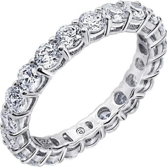 Amazon Essentials Platinum or Gold Plated Sterling Silver All-Around Band Ring set with Round Infinite Elements Cubic Zirconia (previously Amazon Collection)