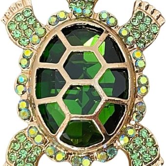 Enamel Turtle Brooch - Elegant Sea Turtle Jewelry for Women - Crystal Sea Animal Pin - Turtle Gifts for Women