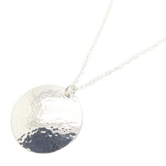 Medium Hammered Sterling Silver Disc Necklace