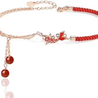 Koi Fish Red Silver Bracelets for Women Trendy Anklet Cute Mens Friendship Teen Gifts Bead Preppy Dainty Couples Pulseras Para Mujer Waterproof