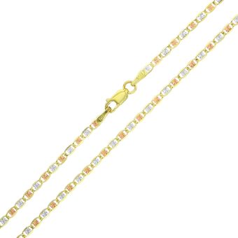 Solid 14K Gold Tricolor 2mm-8mm Diamond Cut Star Italian or Heart Italian Love Chain Necklace