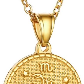 GOLDCHIC JEWELRY Gold Zodiac Necklace for Women Men, Constellation Coin Horoscope Astrology Pendant Necklaces Lucky Jewelry